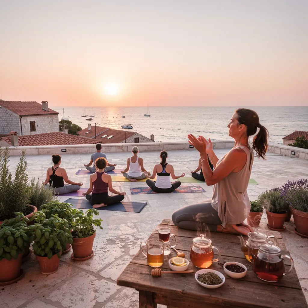 Zeleni čaj s dodatkom mente i limuna u sunčanom okruženju.