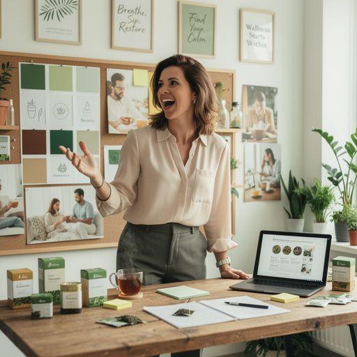 Pogled na planinsku dolinu s čajem na stolu ispred