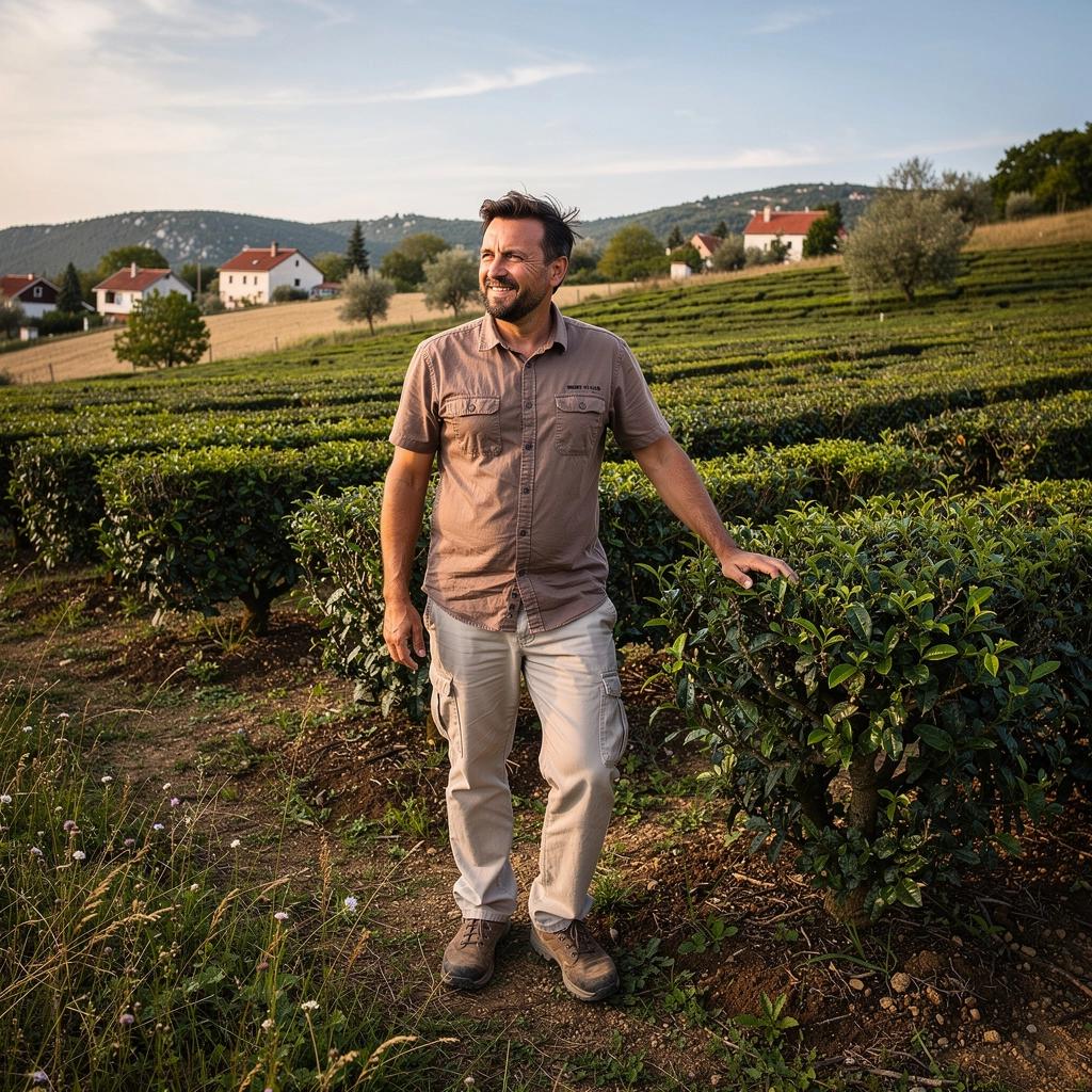 Čajna šalica s prirodnim biljem na stolu uz knjigu i cvijeće